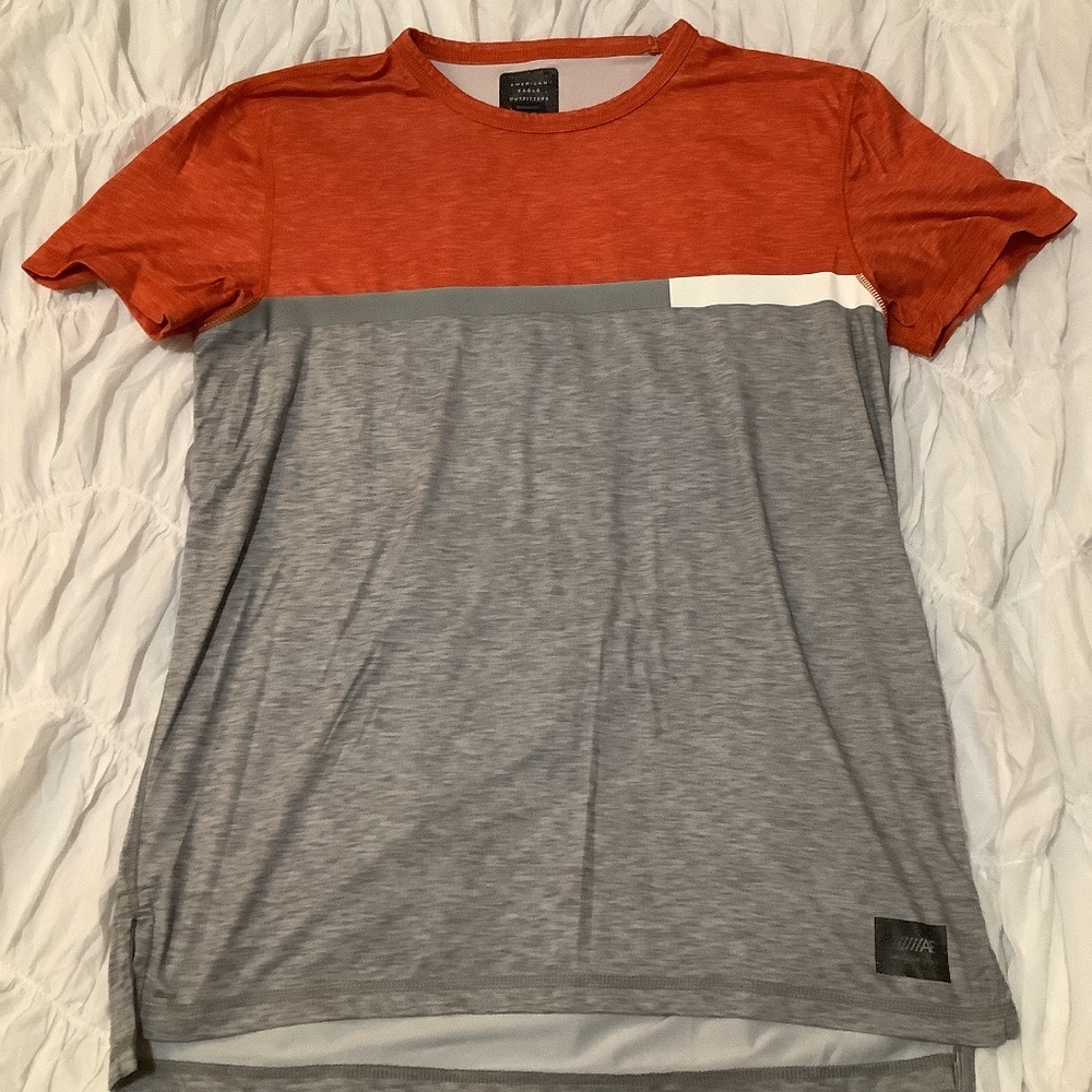 Orange and Grey Blocked T-Shirt